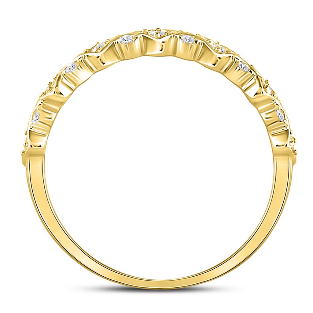 10k Yellow Gold Round Diamond Stackable Band Ring 1/6 Cttw
