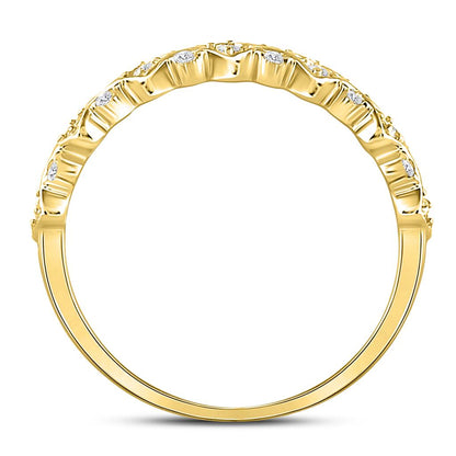 10k Yellow Gold Round Diamond Stackable Band Ring 1/6 Cttw