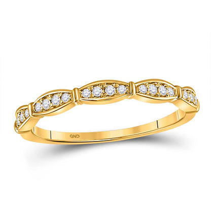 10k Yellow Gold Round Diamond Stackable Band Ring 1/8 Cttw