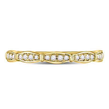 10k Yellow Gold Round Diamond Stackable Band Ring 1/8 Cttw