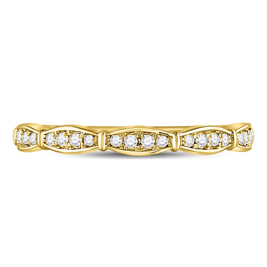 10k Yellow Gold Round Diamond Stackable Band Ring 1/8 Cttw