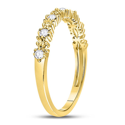 10k Yellow Gold Round Diamond Stackable Band Ring 1/6 Cttw