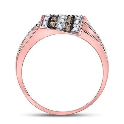 10k Rose Gold Round Brown Diamond Band Ring 1/4 Cttw