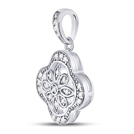 Sterling Silver Round Diamond Starburst Fashion Pendant 1/10 Cttw