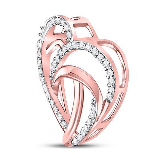 10k Rose Gold Round Diamond Heart Pendant 1/10 Cttw