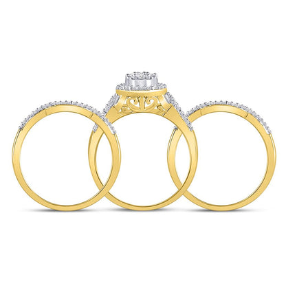 10k Yellow Gold Round Diamond Bridal Wedding Ring Set 1/2 Cttw