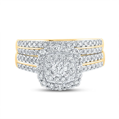 14k Yellow Gold Round Diamond Bridal Wedding Ring Set 1 Cttw (Certified)