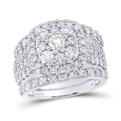14k White Gold Round Diamond Bridal Wedding Ring Set 3-3/4 Cttw