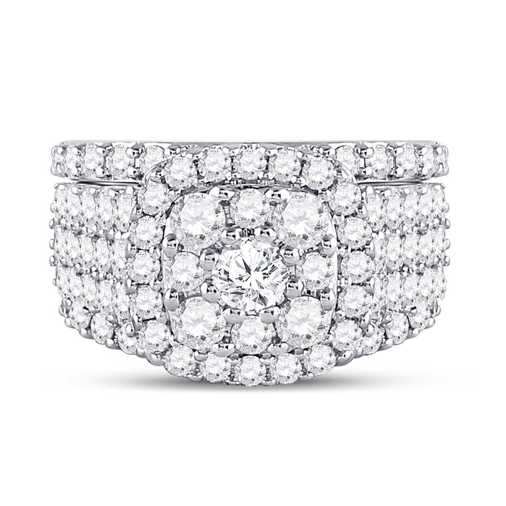 14k White Gold Round Diamond Bridal Wedding Ring Set 3-3/4 Cttw