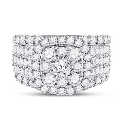 14k White Gold Round Diamond Bridal Wedding Ring Set 3-3/4 Cttw