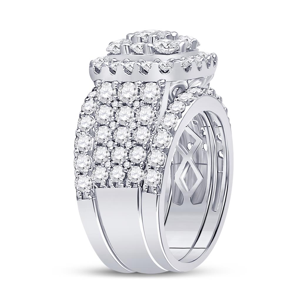 14k White Gold Round Diamond Bridal Wedding Ring Set 3-3/4 Cttw