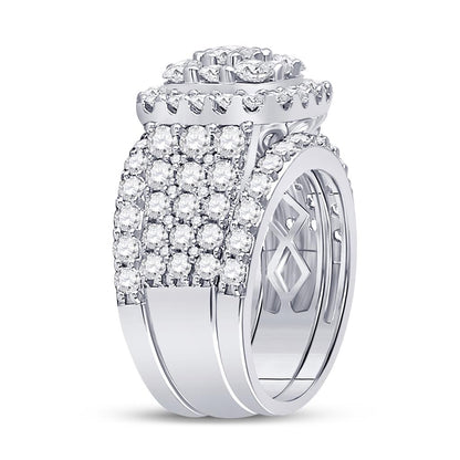 14k White Gold Round Diamond Bridal Wedding Ring Set 3-3/4 Cttw