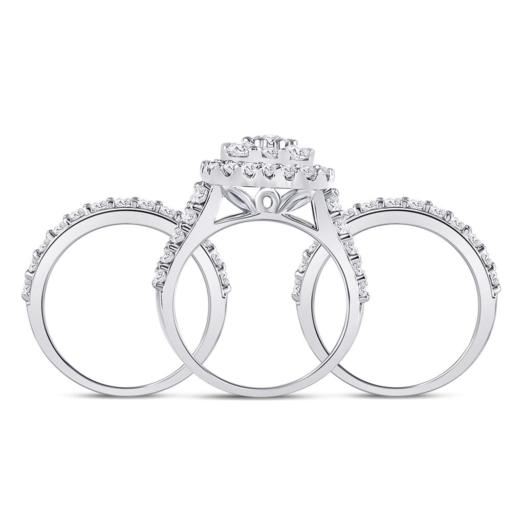 14k White Gold Round Diamond Bridal Wedding Ring Set 3-3/4 Cttw