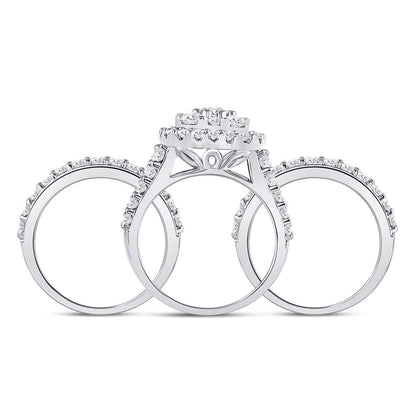 14k White Gold Round Diamond Bridal Wedding Ring Set 3-3/4 Cttw