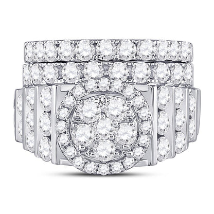 14k White Gold Round Diamond Bridal Wedding Ring Set 3-5/8 Cttw