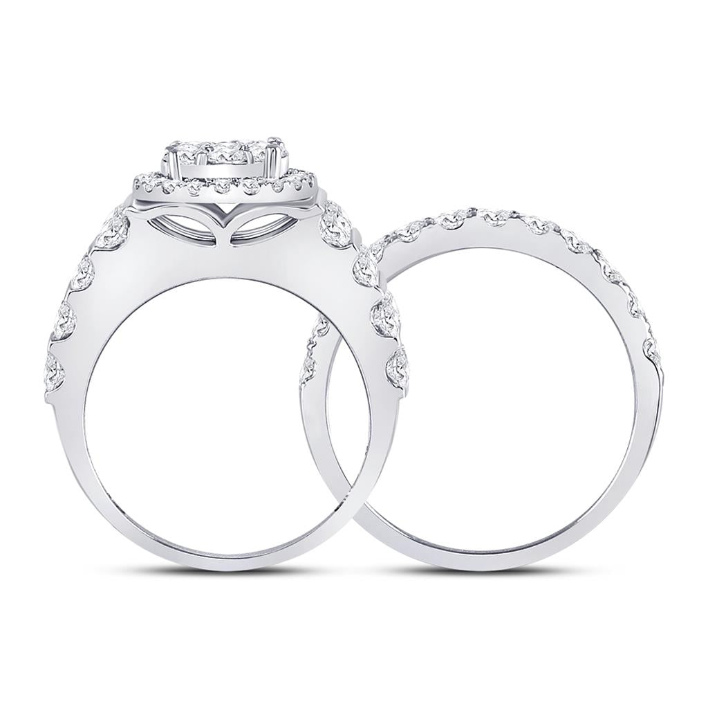 14k White Gold Round Diamond Bridal Wedding Ring Set 3-5/8 Cttw