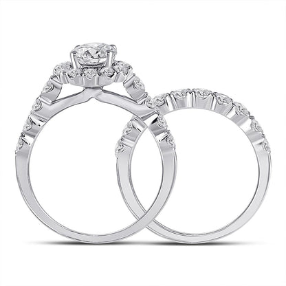 14k White Gold Round Diamond Bridal Wedding Ring Set 2 Ctw (Certified)