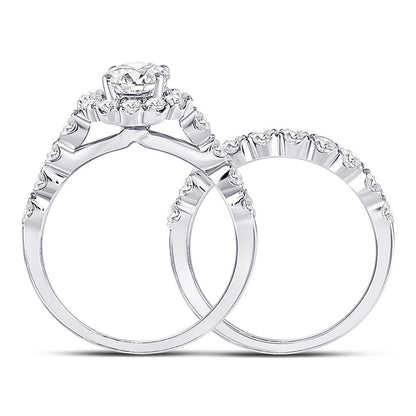 14k White Gold Round Diamond Bridal Wedding Ring Set 2 Ctw (Certified)