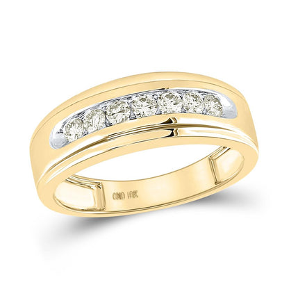 10k Yellow Gold Round Diamond Wedding Single Row Band Ring 1/2 Cttw