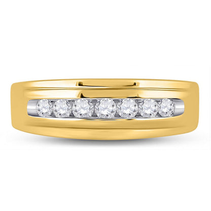 10k Yellow Gold Round Diamond Wedding Single Row Band Ring 1/2 Cttw