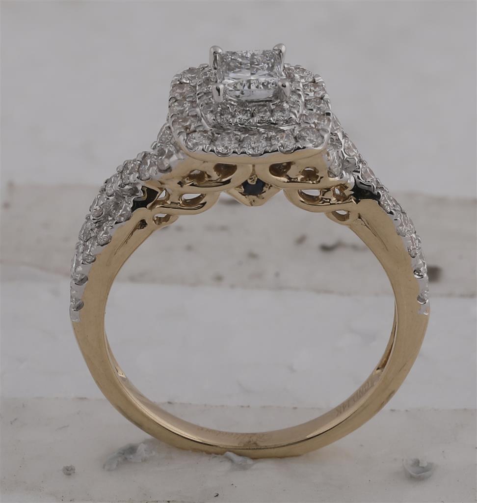14k Yellow Gold Princess Diamond Bridal Wedding Ring Set 1-1/4 Cttw (Certified)