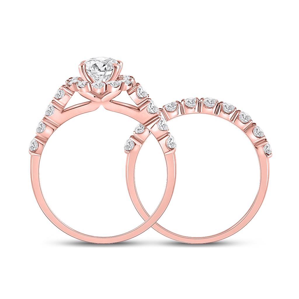 14k Rose Gold Round Diamond Bridal Wedding Ring Set 2 Cttw (Certified)