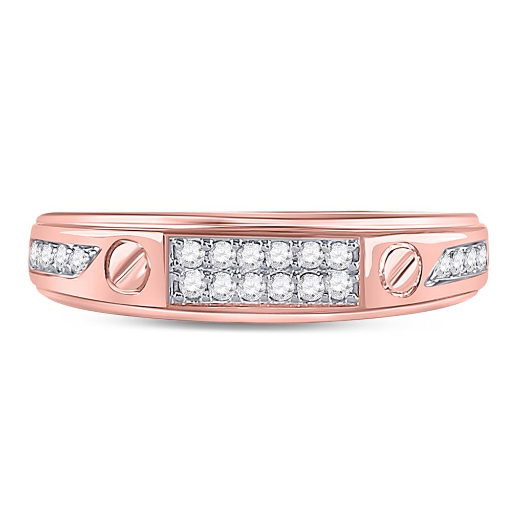 10k Rose Gold Round Diamond Screw Band Ring 1/4 Cttw