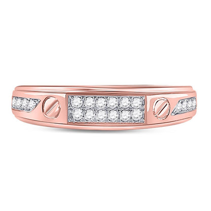 10k Rose Gold Round Diamond Screw Band Ring 1/4 Cttw