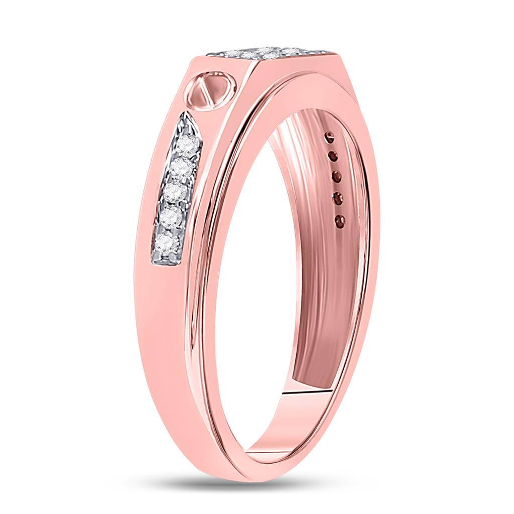 10k Rose Gold Round Diamond Screw Band Ring 1/4 Cttw