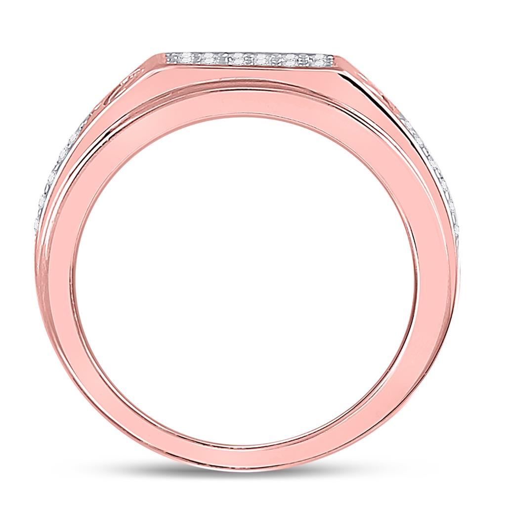 10k Rose Gold Round Diamond Screw Band Ring 1/4 Cttw