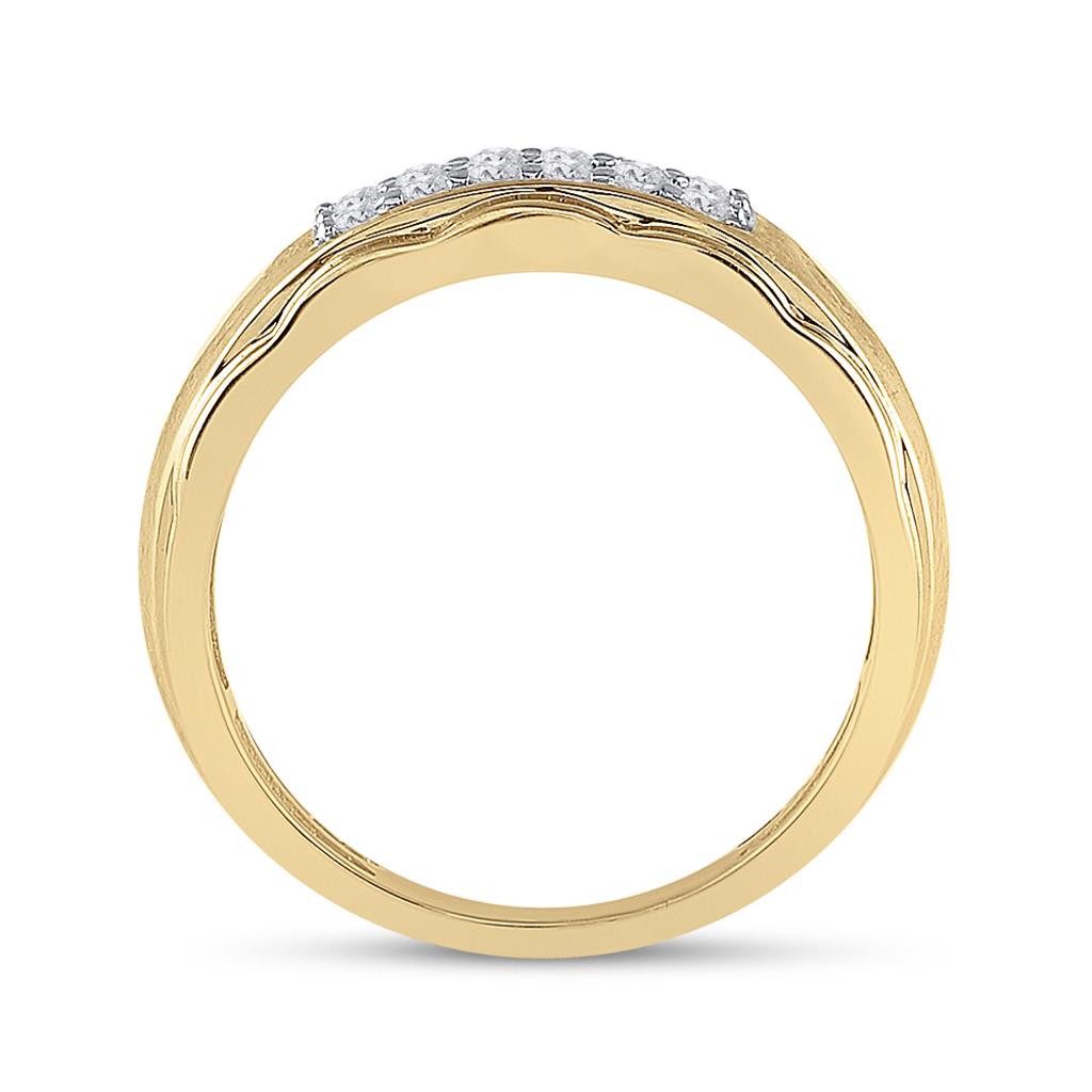 10k Yellow Gold Round Diamond Wedding Band Ring 3/8 Cttw