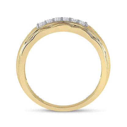 10k Yellow Gold Round Diamond Wedding Band Ring 3/8 Cttw