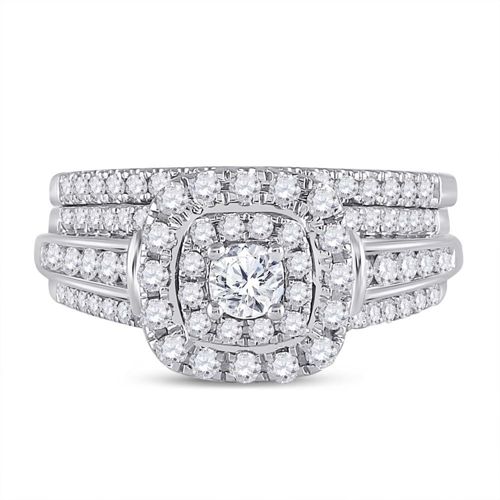 14k Two-tone Gold Round Diamond Bridal Wedding Ring Set 1 Cttw (Certified)