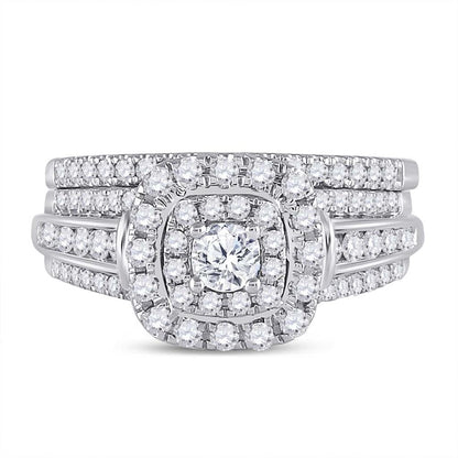 14k Two-tone Gold Round Diamond Bridal Wedding Ring Set 1 Cttw (Certified)