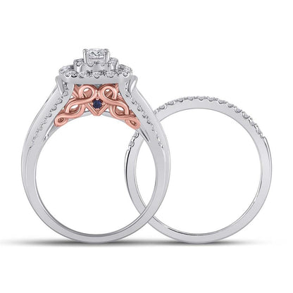 14k Two-tone Gold Round Diamond Bridal Wedding Ring Set 1 Cttw (Certified)