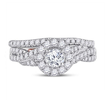 14k Two-tone Gold Round Diamond Bridal Wedding Ring Set 1 Cttw (Certified)