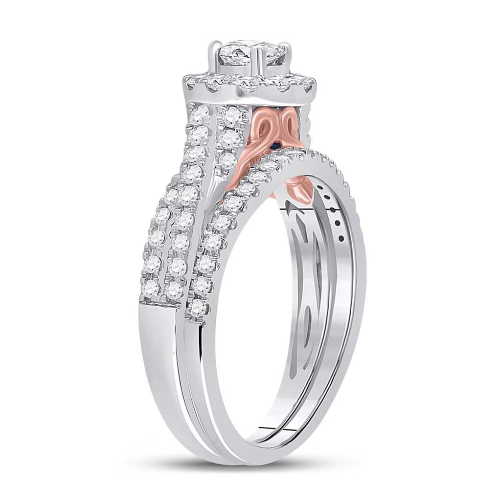 14k Two-tone Gold Round Diamond Bridal Wedding Ring Set 1 Cttw (Certified)