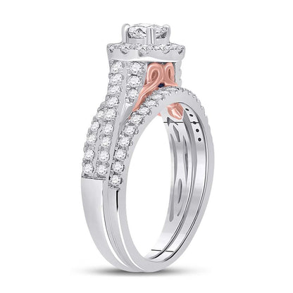 14k Two-tone Gold Round Diamond Bridal Wedding Ring Set 1 Cttw (Certified)