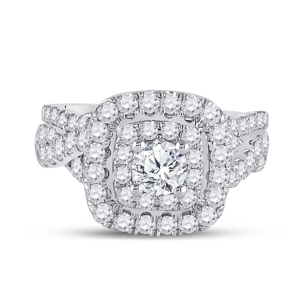 14k Two-tone Gold Round Diamond Bridal Wedding Ring Set 2 Cttw (Certified)