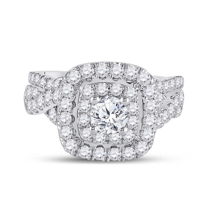14k Two-tone Gold Round Diamond Bridal Wedding Ring Set 2 Cttw (Certified)