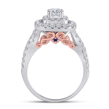 14k Two-tone Gold Round Diamond Bridal Wedding Ring Set 2 Cttw (Certified)