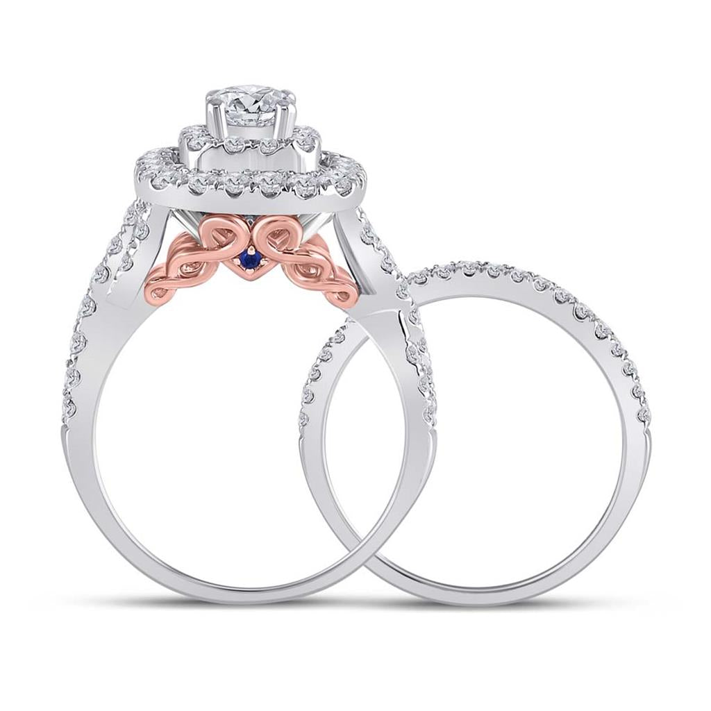 14k Two-tone Gold Round Diamond Bridal Wedding Ring Set 2 Cttw (Certified)