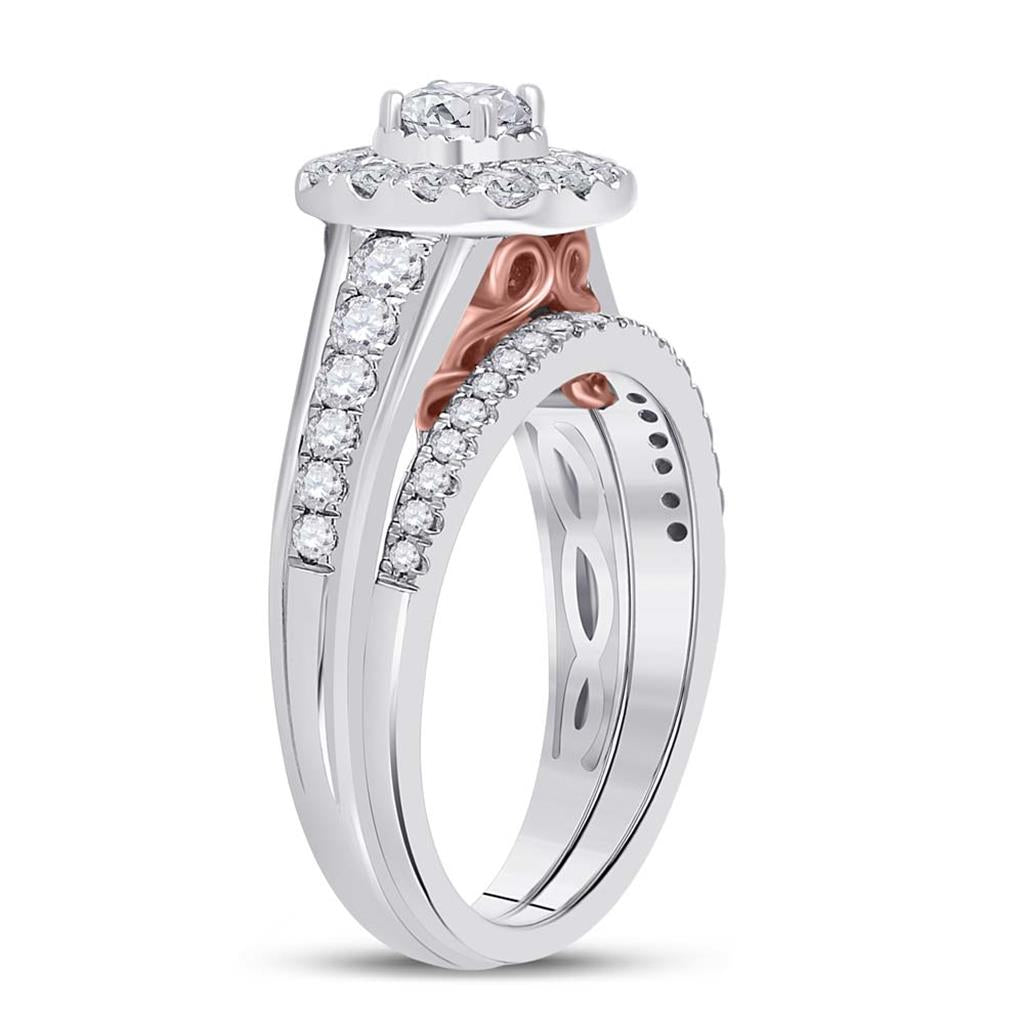 14k Two-tone Gold Round Diamond Bridal Wedding Ring Set 1 Ctw (Certified)
