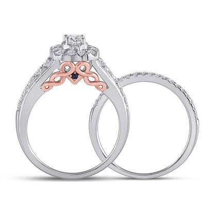 14k Two-tone Gold Round Diamond Bridal Wedding Ring Set 1 Ctw (Certified)