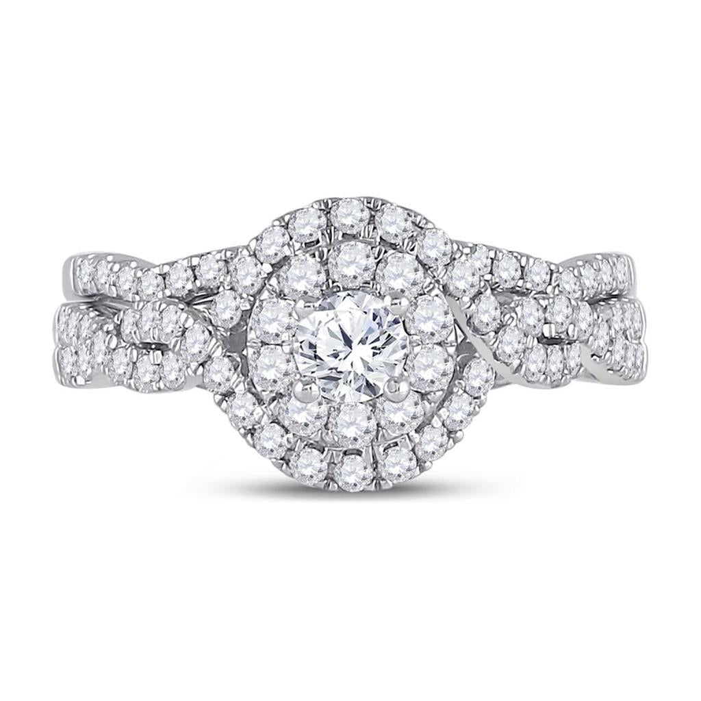 14k Two-tone Gold Round Diamond Bridal Wedding Ring Set 1 Cttw (Certified)