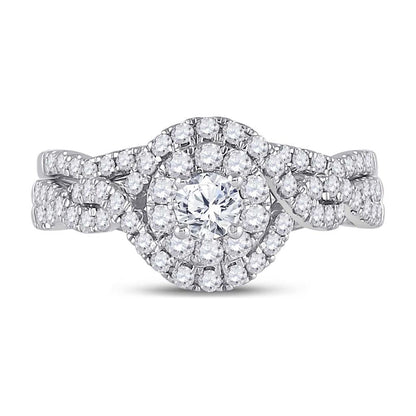 14k Two-tone Gold Round Diamond Bridal Wedding Ring Set 1 Cttw (Certified)