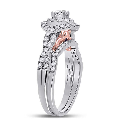14k Two-tone Gold Round Diamond Bridal Wedding Ring Set 1 Cttw (Certified)