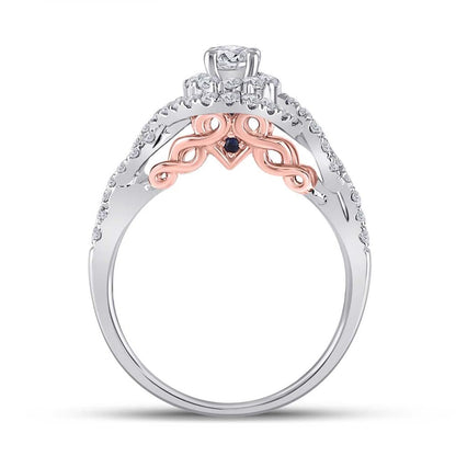 14k Two-tone Gold Round Diamond Bridal Wedding Ring Set 1 Cttw (Certified)