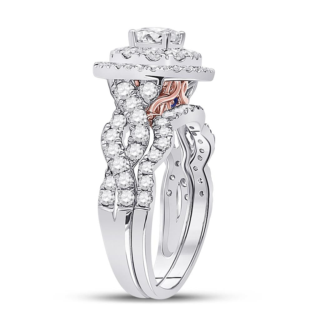 14k Two-tone Gold Round Diamond Bridal Wedding Ring Set 2 Ctw (Certified)