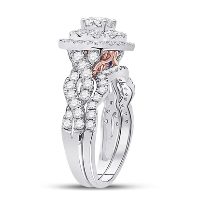 14k Two-tone Gold Round Diamond Bridal Wedding Ring Set 2 Ctw (Certified)